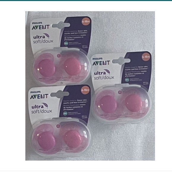 Philips Avent Ultra Soft/Ultra Air Pacifier 6-18 month Pink/Peach Set - Picture 1 of 1